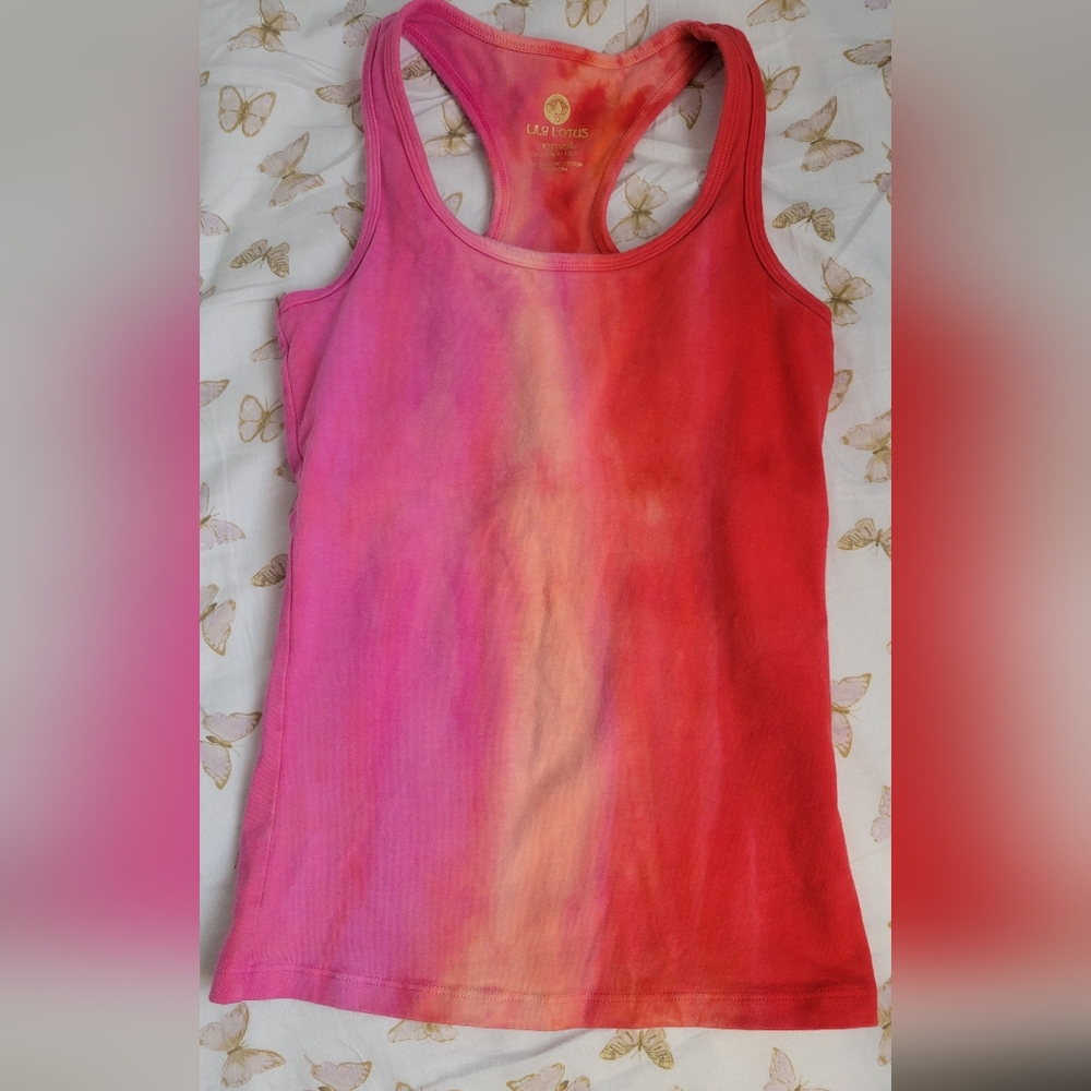 Lily Lotus Yoga Pink Orange Tie-dye Women's Tank Top